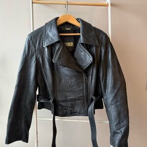 Danier Black Leather Biker Jacket